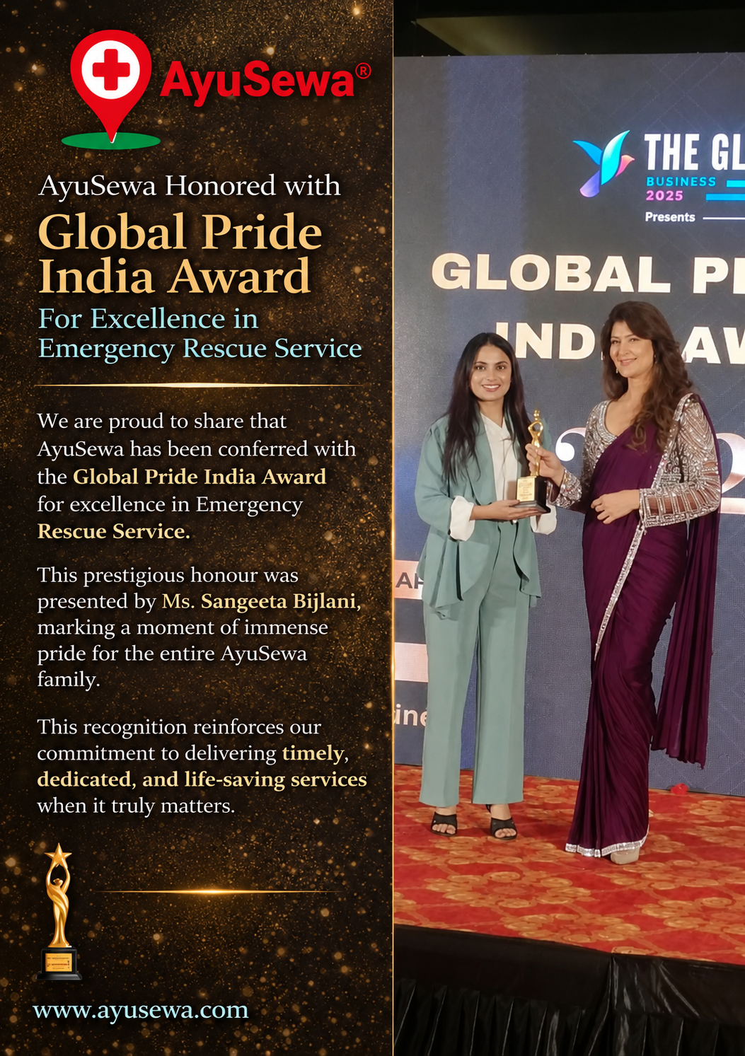 AyuSewa Global Pride India Award for Emergency Rescue Service